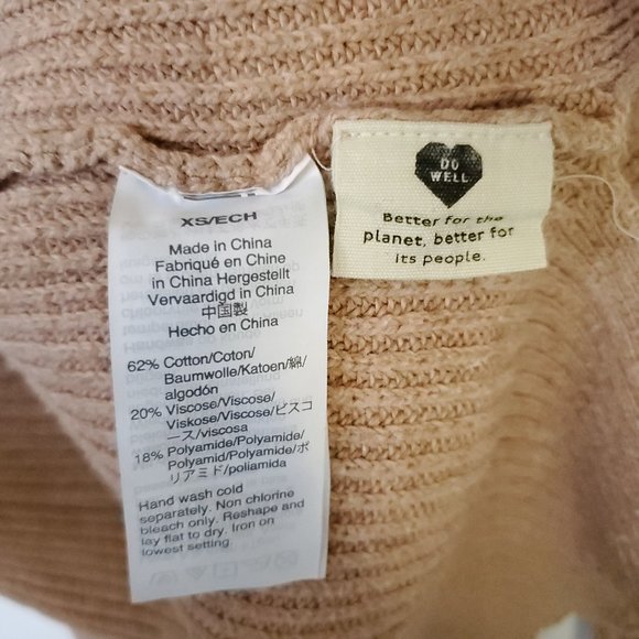 Madewell Knit Sweater Women's XS Blush Pink Boxy Cropped Ribbed Pullover Pockets - Picture 9 of 14